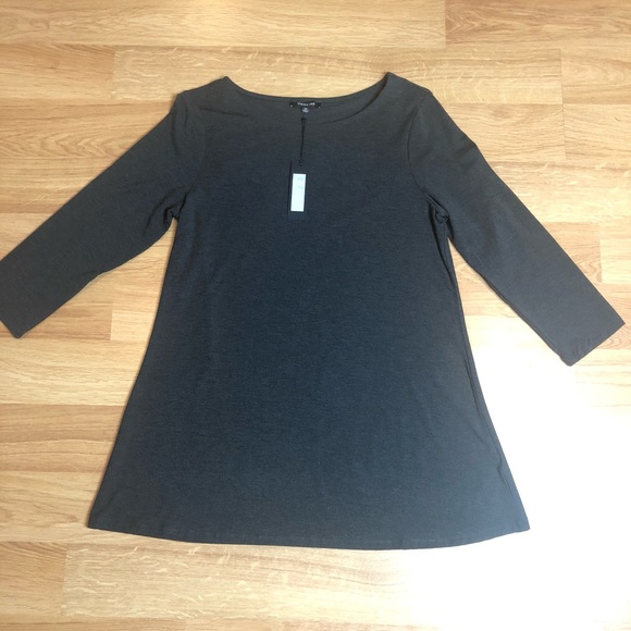 VISION 155 charcoal spandex swing tunic shirt Sz M - Picture 6 of 14